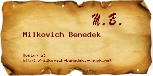 Milkovich Benedek névjegykártya